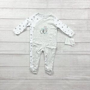 Quiltex Baby Footed Sleeper Pajamas Gray Star Print One Piece NWT 6-9 Months